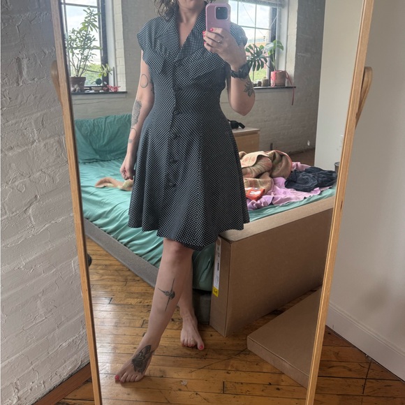 Vintage Novepazio dress from Japan in navy/white polka dot, size approx 2-4 - Picture 1 of 8